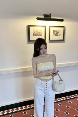 Color-Blocking Strapless Top for Women - Slim Fit, Trendy Summer Fashion, Perfect for Y2K and Casual Outings