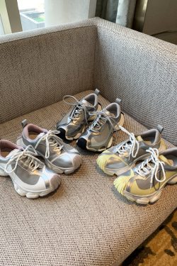 Color-Blocking Thick-Soled Dad Shoes for Women, Trendy 2025 Lace-Up Mesh Casual Sneakers, Versatile Y2K Style Sports Footwear