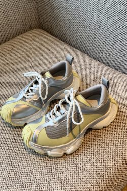 Color-Blocking Thick-Soled Dad Shoes for Women, Trendy 2025 Lace-Up Mesh Casual Sneakers, Versatile Y2K Style Sports Footwear