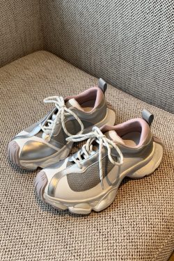 Color-Blocking Thick-Soled Dad Shoes for Women, Trendy 2025 Lace-Up Mesh Casual Sneakers, Versatile Y2K Style Sports Footwear
