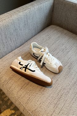 Color-Blocking Women's Training Shoes - Casual Flat Sports Shoes in Genuine Leather for Spring 2025 - Trendy Athletic Footwear