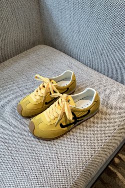 Color-Blocking Women's Training Shoes - Casual Flat Sports Shoes in Genuine Leather for Spring 2025 - Trendy Athletic Footwear