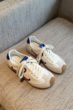 Color-Blocking Women's Training Shoes - Casual Flat Sports Shoes in Genuine Leather for Spring 2025 - Trendy Athletic Footwear