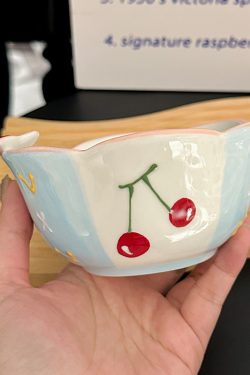 Colorful Ceramic Rice Bowl - High-Temperature Underglaze, Aesthetic Fruit Bowl, Elegant Tableware for Individual Use