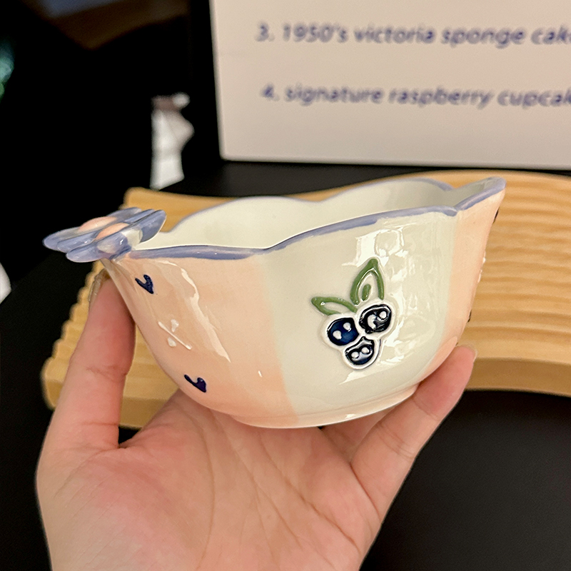 Colorful Ceramic Rice Bowl - High-Temperature Underglaze, Aesthetic Fruit Bowl, Elegant Tableware for Individual Use Colorful Ceramic Rice Bowl - High-Temperature Underglaze, Aesthetic Fruit Bowl, Elegant Tableware for Individual Use