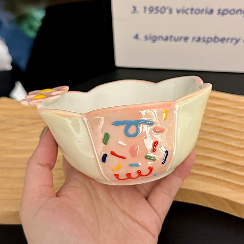 Colorful Ceramic Rice Bowl - High-Temperature Underglaze, Aesthetic Fruit Bowl, Elegant Tableware for Individual Use Colorful Ceramic Rice Bowl - High-Temperature Underglaze, Aesthetic Fruit Bowl, Elegant Tableware for Individual Use