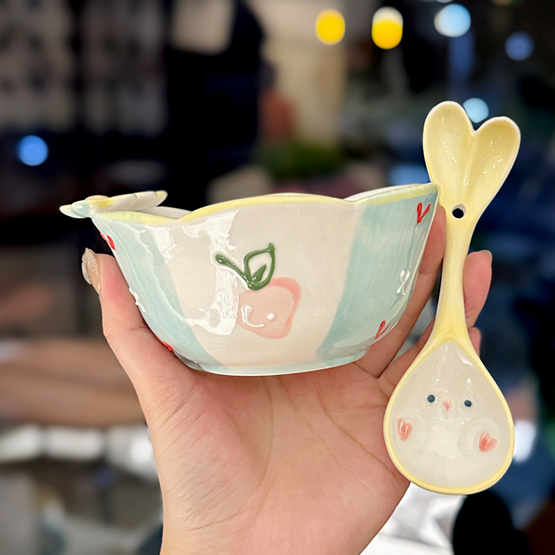 Colorful Ceramic Rice Bowl - High-Temperature Underglaze, Aesthetic Fruit Bowl, Elegant Tableware for Individual Use Colorful Ceramic Rice Bowl - High-Temperature Underglaze, Aesthetic Fruit Bowl, Elegant Tableware for Individual Use