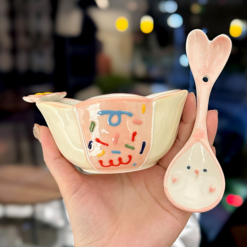 Colorful Ceramic Rice Bowl - High-Temperature Underglaze, Aesthetic Fruit Bowl, Elegant Tableware for Individual Use Colorful Ceramic Rice Bowl - High-Temperature Underglaze, Aesthetic Fruit Bowl, Elegant Tableware for Individual Use