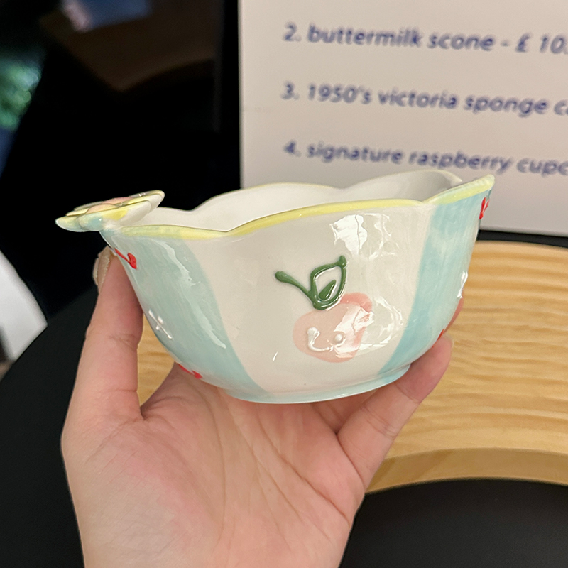 Colorful Ceramic Rice Bowl - High-Temperature Underglaze, Aesthetic Fruit Bowl, Elegant Tableware for Individual Use Colorful Ceramic Rice Bowl - High-Temperature Underglaze, Aesthetic Fruit Bowl, Elegant Tableware for Individual Use