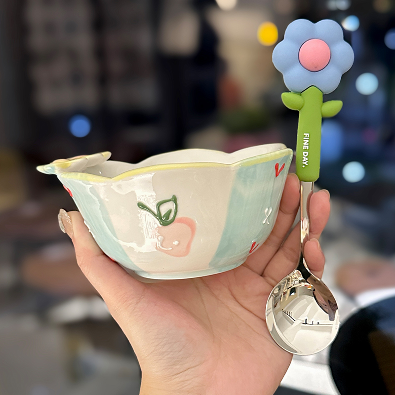 Colorful Ceramic Rice Bowl - High-Temperature Underglaze, Aesthetic Fruit Bowl, Elegant Tableware for Individual Use Colorful Ceramic Rice Bowl - High-Temperature Underglaze, Aesthetic Fruit Bowl, Elegant Tableware for Individual Use