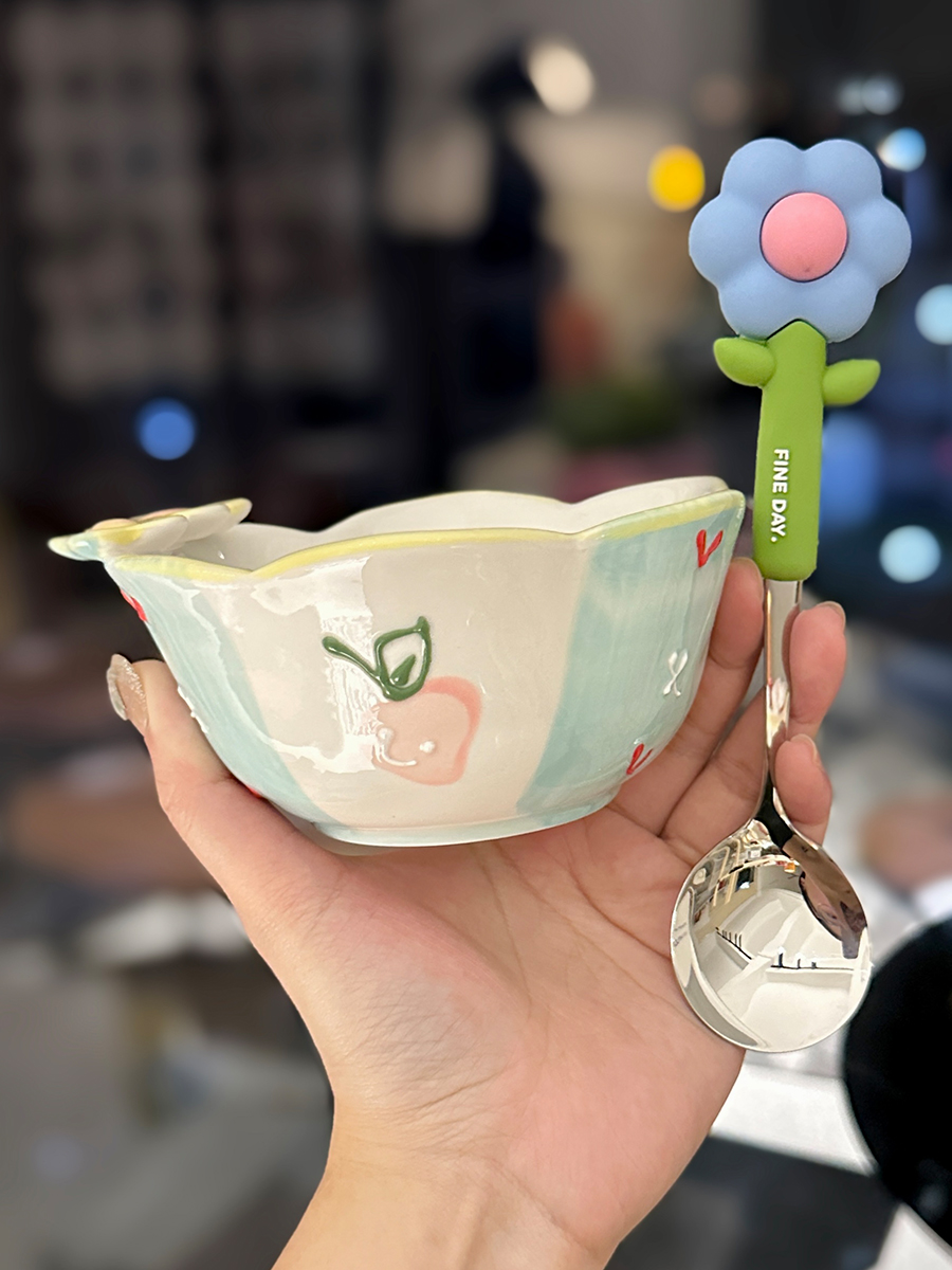 Colorful Ceramic Rice Bowl - High-Temperature Underglaze, Aesthetic Fruit Bowl, Elegant Tableware for Individual Use Colorful Ceramic Rice Bowl - High-Temperature Underglaze, Aesthetic Fruit Bowl, Elegant Tableware for Individual Use