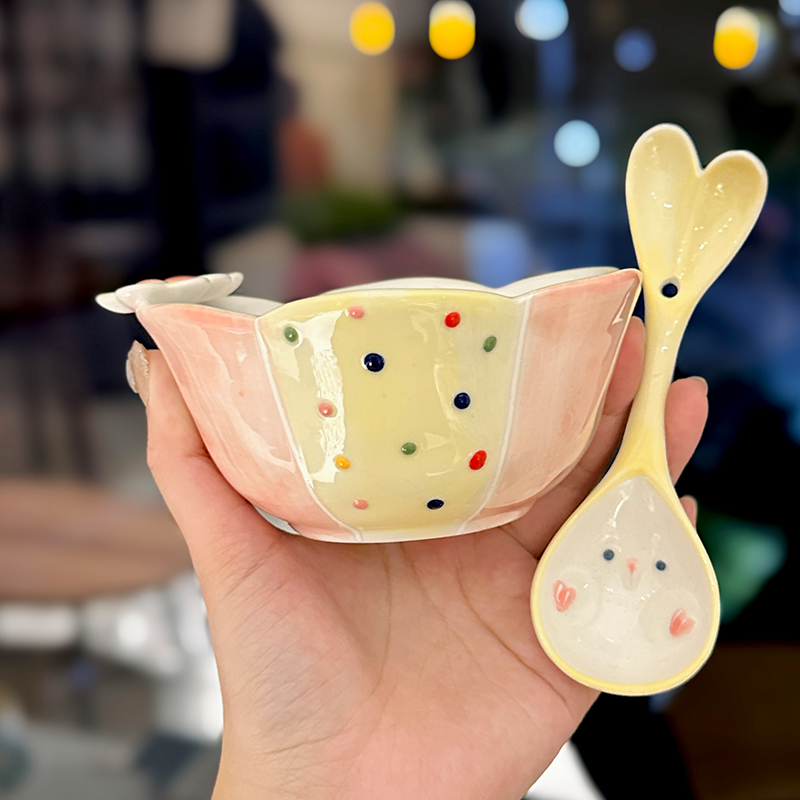 Colorful Ceramic Rice Bowl - High-Temperature Underglaze, Aesthetic Fruit Bowl, Elegant Tableware for Individual Use Colorful Ceramic Rice Bowl - High-Temperature Underglaze, Aesthetic Fruit Bowl, Elegant Tableware for Individual Use