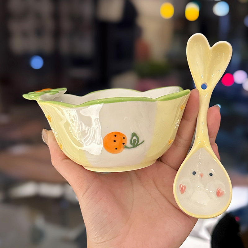 Colorful Ceramic Rice Bowl - High-Temperature Underglaze, Aesthetic Fruit Bowl, Elegant Tableware for Individual Use Colorful Ceramic Rice Bowl - High-Temperature Underglaze, Aesthetic Fruit Bowl, Elegant Tableware for Individual Use