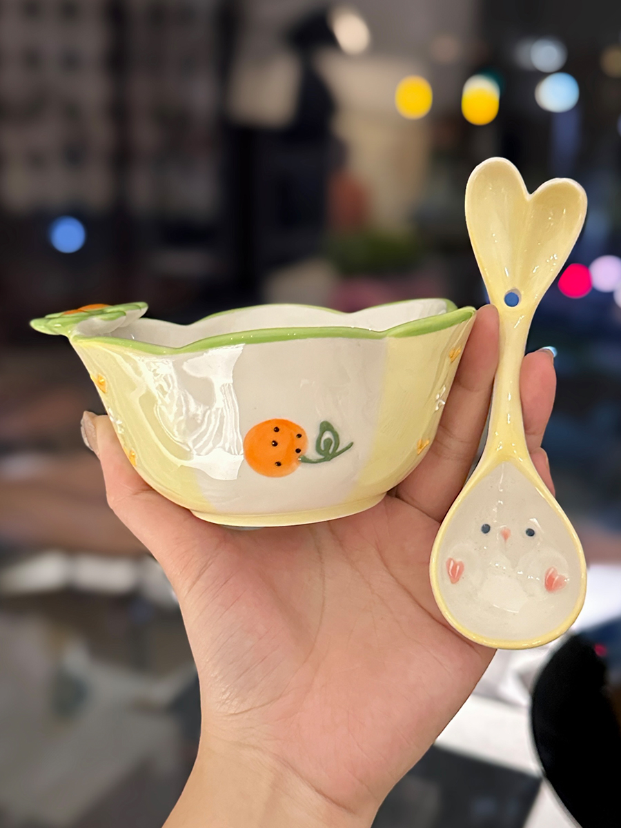 Colorful Ceramic Rice Bowl - High-Temperature Underglaze, Aesthetic Fruit Bowl, Elegant Tableware for Individual Use Colorful Ceramic Rice Bowl - High-Temperature Underglaze, Aesthetic Fruit Bowl, Elegant Tableware for Individual Use