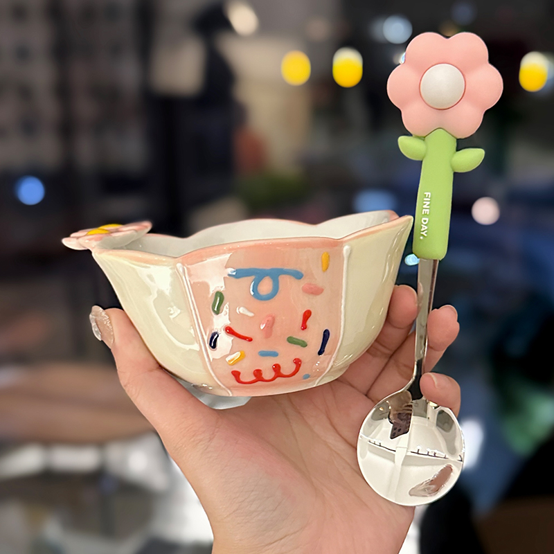 Colorful Ceramic Rice Bowl - High-Temperature Underglaze, Aesthetic Fruit Bowl, Elegant Tableware for Individual Use Colorful Ceramic Rice Bowl - High-Temperature Underglaze, Aesthetic Fruit Bowl, Elegant Tableware for Individual Use