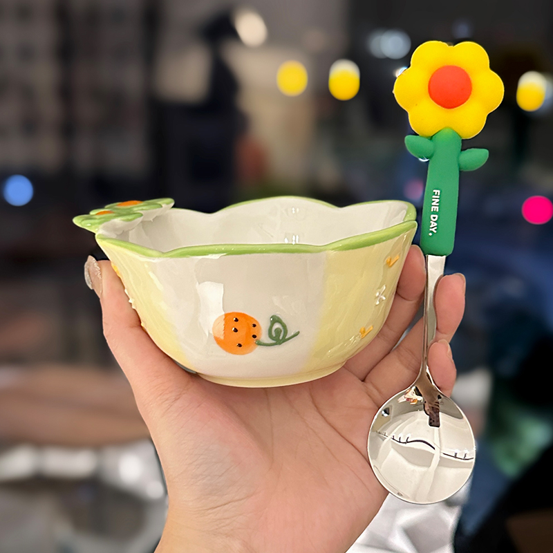 Colorful Ceramic Rice Bowl - High-Temperature Underglaze, Aesthetic Fruit Bowl, Elegant Tableware for Individual Use Colorful Ceramic Rice Bowl - High-Temperature Underglaze, Aesthetic Fruit Bowl, Elegant Tableware for Individual Use