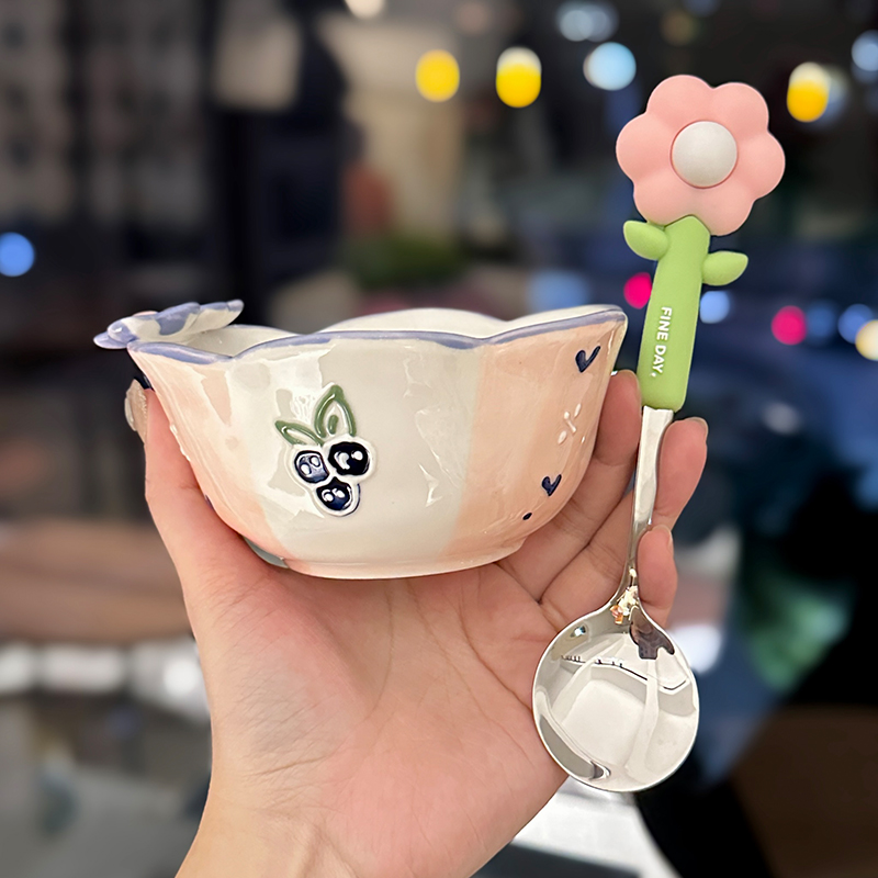 Colorful Ceramic Rice Bowl - High-Temperature Underglaze, Aesthetic Fruit Bowl, Elegant Tableware for Individual Use Colorful Ceramic Rice Bowl - High-Temperature Underglaze, Aesthetic Fruit Bowl, Elegant Tableware for Individual Use