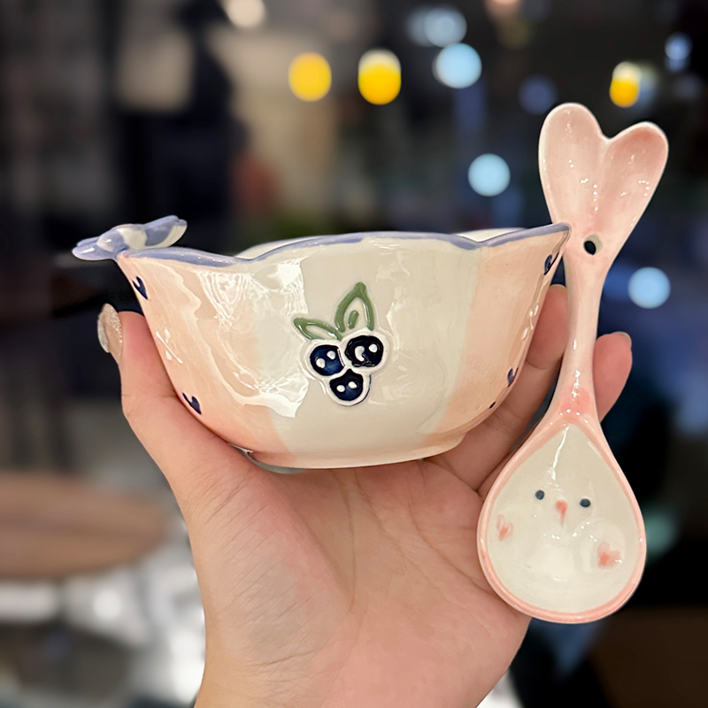 Colorful Ceramic Rice Bowl - High-Temperature Underglaze, Aesthetic Fruit Bowl, Elegant Tableware for Individual Use Colorful Ceramic Rice Bowl - High-Temperature Underglaze, Aesthetic Fruit Bowl, Elegant Tableware for Individual Use