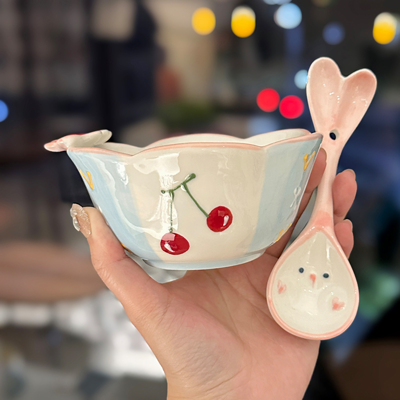 Colorful Ceramic Rice Bowl - High-Temperature Underglaze, Aesthetic Fruit Bowl, Elegant Tableware for Individual Use Colorful Ceramic Rice Bowl - High-Temperature Underglaze, Aesthetic Fruit Bowl, Elegant Tableware for Individual Use