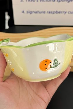 Colorful Ceramic Rice Bowl - High-Temperature Underglaze, Aesthetic Fruit Bowl, Elegant Tableware for Individual Use