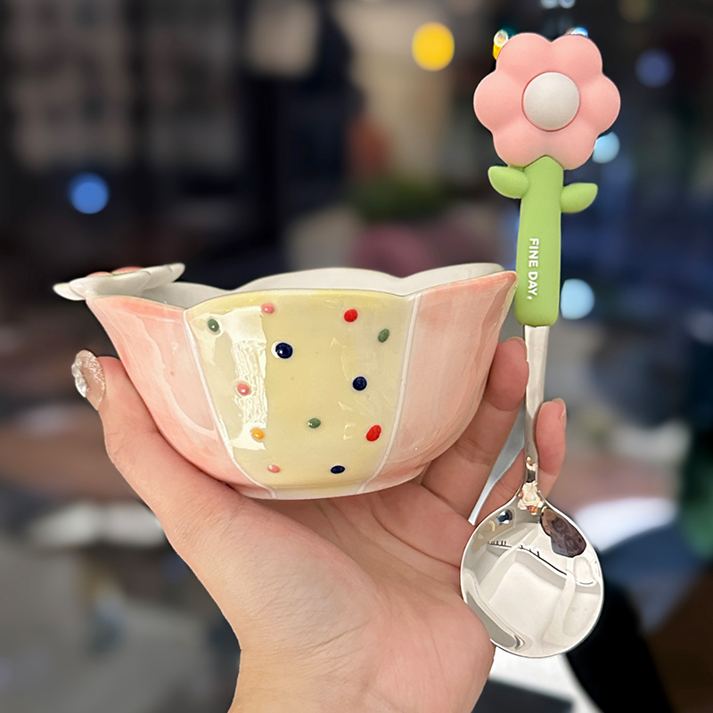 Colorful Ceramic Rice Bowl - High-Temperature Underglaze, Aesthetic Fruit Bowl, Elegant Tableware for Individual Use Colorful Ceramic Rice Bowl - High-Temperature Underglaze, Aesthetic Fruit Bowl, Elegant Tableware for Individual Use