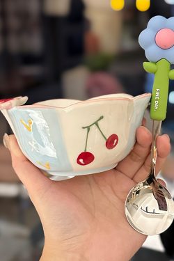 Colorful Ceramic Rice Bowl - High-Temperature Underglaze, Aesthetic Fruit Bowl, Elegant Tableware for Individual Use