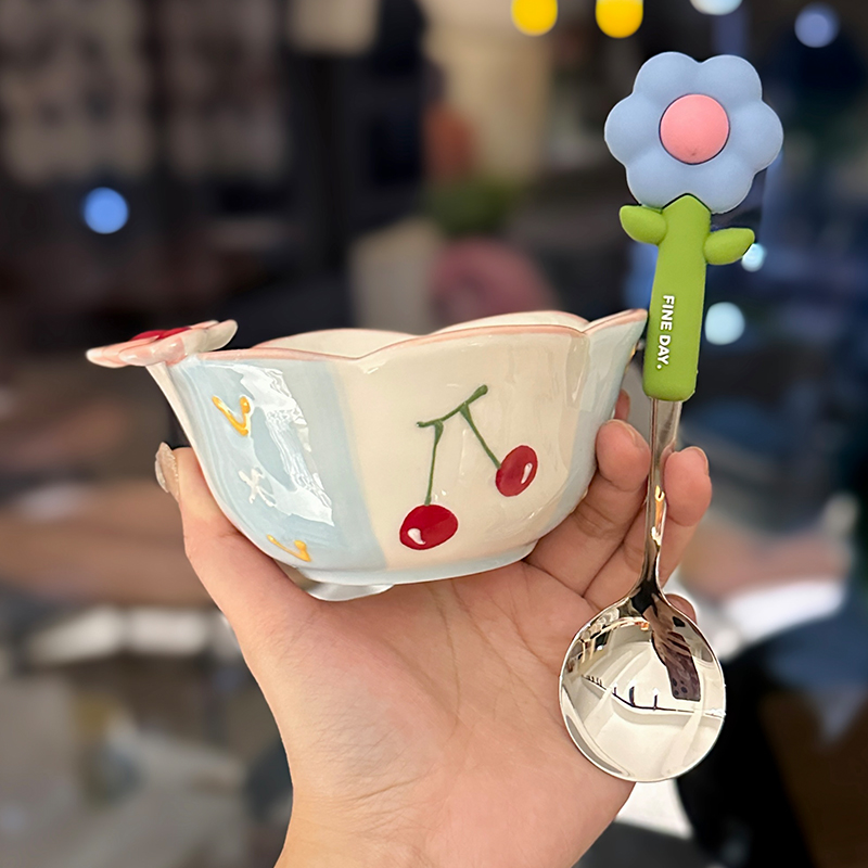 Colorful Ceramic Rice Bowl - High-Temperature Underglaze, Aesthetic Fruit Bowl, Elegant Tableware for Individual Use Colorful Ceramic Rice Bowl - High-Temperature Underglaze, Aesthetic Fruit Bowl, Elegant Tableware for Individual Use