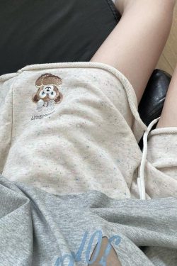 Colorful Cotton Embroidered Bear Shorts for Girls - Summer Loose-Fitting Five-Point Sports Pants for Junior High & High School Students