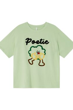 Colorful Embroidered Dog T-Shirt for Women - Summer Loose Fit Pure Cotton Short Sleeve Top, Cute and Fun Pet Lover Style