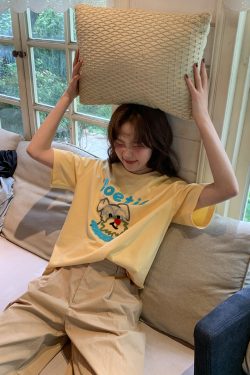 Colorful Embroidered Dog T-Shirt for Women - Summer Loose Fit Pure Cotton Short Sleeve Top, Cute and Fun Pet Lover Style