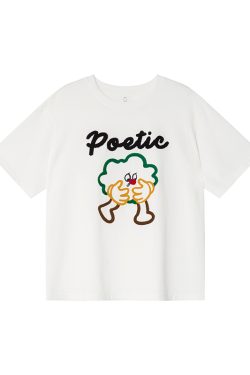 Colorful Embroidered Dog T-Shirt for Women - Summer Loose Fit Pure Cotton Short Sleeve Top, Cute and Fun Pet Lover Style