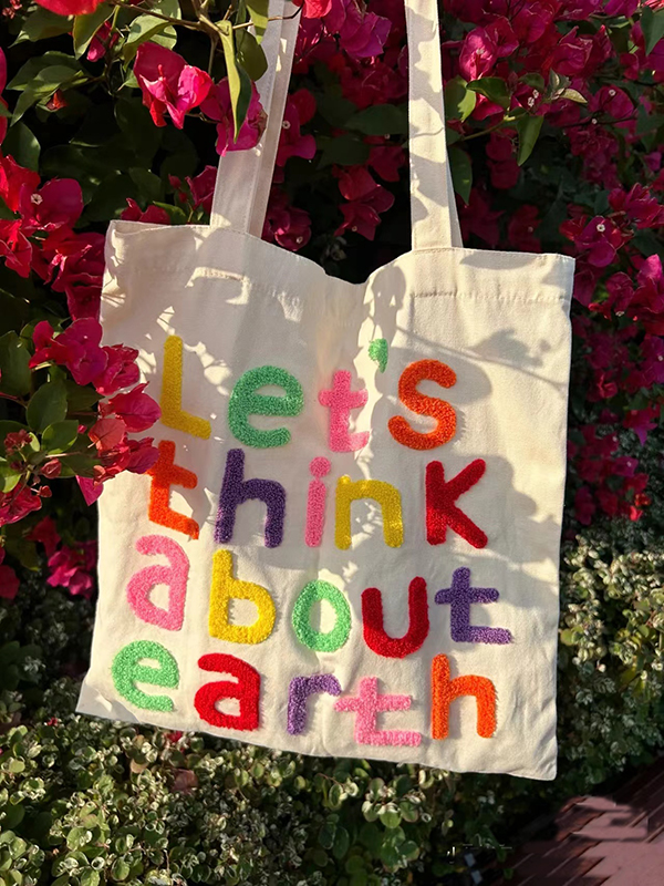 Colorful Letter Canvas Tote Bag - Cute Large-Capacity Shoulder Bag in Dragon Fruit Color for Trendy Early Morning Commuting Colorful Letter Canvas Tote Bag - Cute Large-Capacity Shoulder Bag in Dragon Fruit Color for Trendy Early Morning Commuting