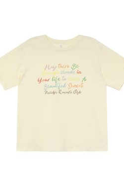 Colorful Letter Print Short Sleeve T-Shirt for Women - Summer Loose Slimming Top, Trendy Niche Design, Casual Streetwear Fashion