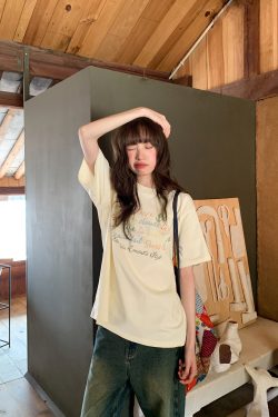 Colorful Letter Print Short Sleeve T-Shirt for Women - Summer Loose Slimming Top, Trendy Niche Design, Casual Streetwear Fashion