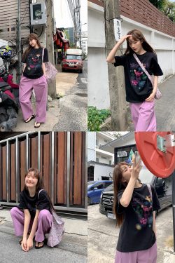 Colorful Panda Print Loose Fit T-Shirt for Women - Summer Short and Long Sleeve Top, Petite Style, Cute Casual Wear