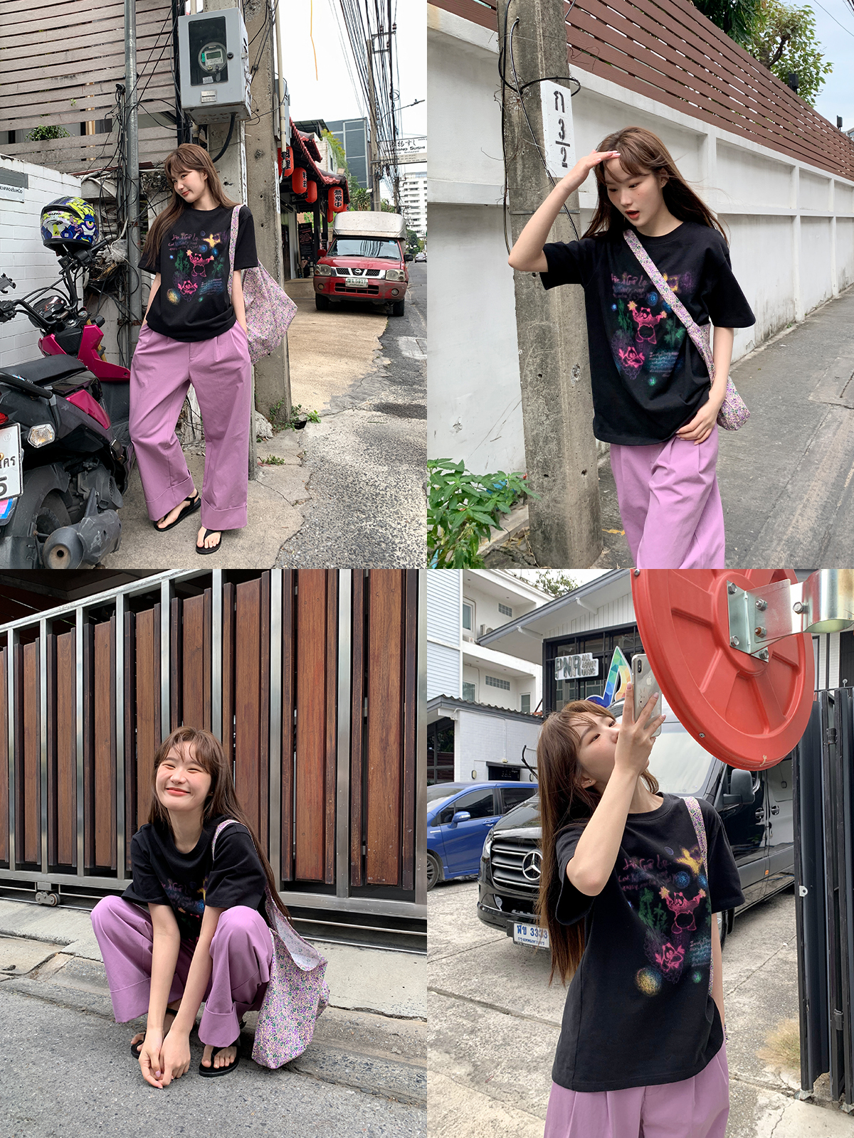 Colorful Panda Print Loose Fit T-Shirt for Women - Summer Short and Long Sleeve Top, Petite Style, Cute Casual Wear Colorful Panda Print Loose Fit T-Shirt for Women - Summer Short and Long Sleeve Top, Petite Style, Cute Casual Wear