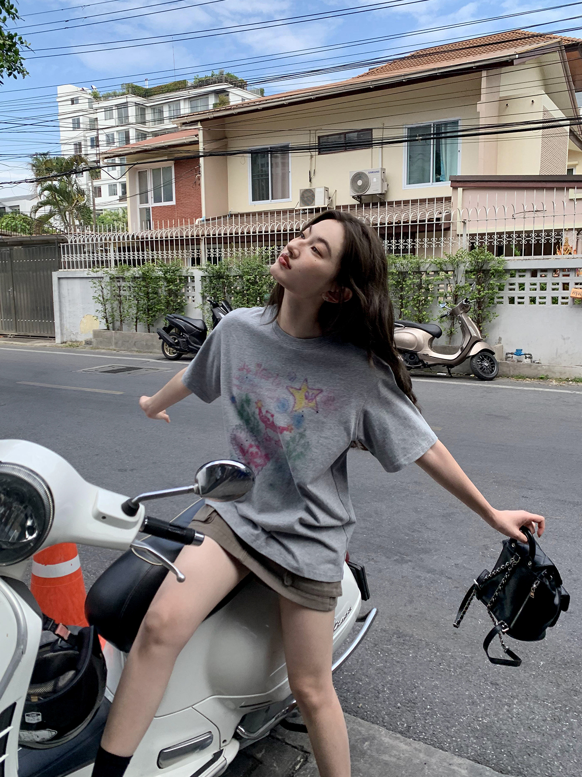 Colorful Panda Print Loose Fit T-Shirt for Women - Summer Short and Long Sleeve Top, Petite Style, Cute Casual Wear Colorful Panda Print Loose Fit T-Shirt for Women - Summer Short and Long Sleeve Top, Petite Style, Cute Casual Wear