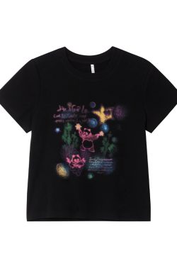 Colorful Panda Print Loose Fit T-Shirt for Women - Summer Short and Long Sleeve Top, Petite Style, Cute Casual Wear