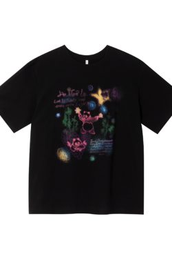 Colorful Panda Print Loose Fit T-Shirt for Women - Summer Short and Long Sleeve Top, Petite Style, Cute Casual Wear