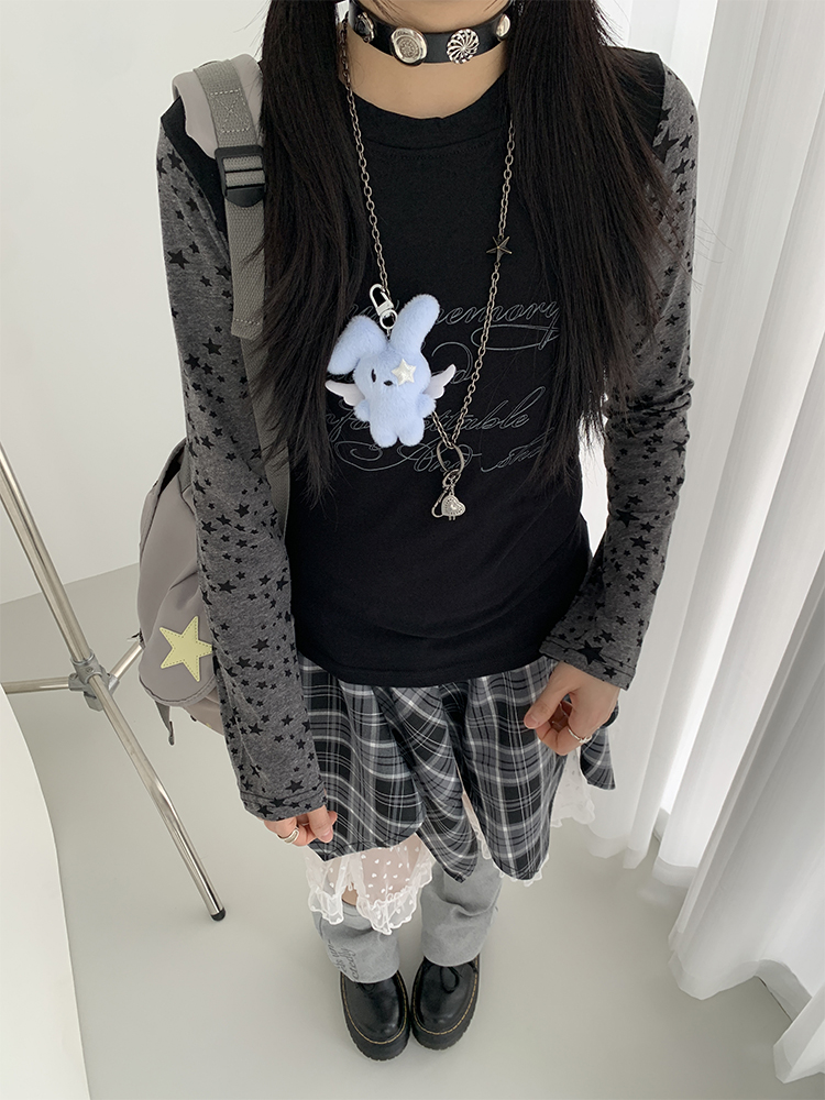 Colorful Patchwork Long Sleeve Hoodie T-Shirt with Random Star Print - Black, White, Gray Casual Style Colorful Patchwork Long Sleeve Hoodie T-Shirt with Random Star Print - Black, White, Gray Casual Style