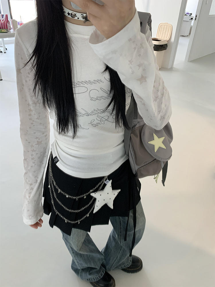 Colorful Patchwork Long Sleeve Hoodie T-Shirt with Random Star Print - Black, White, Gray Casual Style Colorful Patchwork Long Sleeve Hoodie T-Shirt with Random Star Print - Black, White, Gray Casual Style