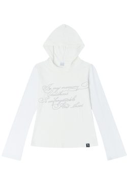 Colorful Patchwork Long Sleeve Hoodie T-Shirt with Random Star Print - Black, White, Gray Casual Style