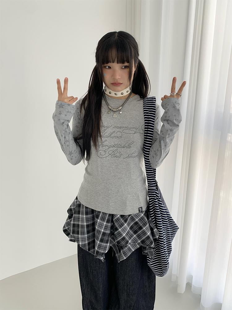 Colorful Patchwork Long Sleeve Hoodie T-Shirt with Random Star Print - Black, White, Gray Casual Style Colorful Patchwork Long Sleeve Hoodie T-Shirt with Random Star Print - Black, White, Gray Casual Style