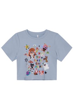 Colorful Printed Loose Short Sleeve T-shirt for Women - Fun Spring 2025 Slim Top, Casual 90s Style