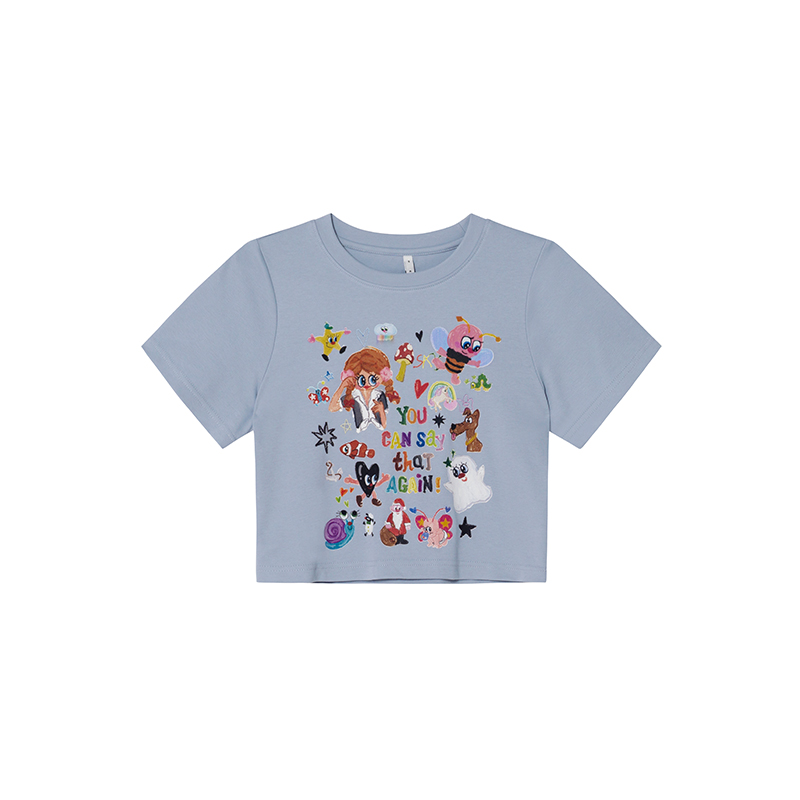 Colorful Printed Loose Short Sleeve T-shirt for Women - Fun Spring 2025 Slim Top, Casual 90s Style Colorful Printed Loose Short Sleeve T-shirt for Women - Fun Spring 2025 Slim Top, Casual 90s Style