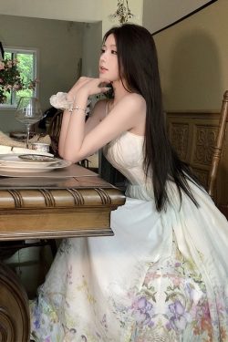 Colorful Rainbow Handmade Tailored Heavy Print Strap Dress with Waist-Cinching Slimming Long Skirt - Boho Style, Summer Fashion