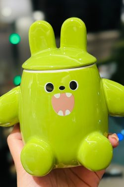 Colorful Rainbow Unicorn Ceramic Mug with Lid and Spoon, Cute Girly Water Cup for Office or Home Coffee