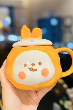 Colorful Rainbow Unicorn Ceramic Mug with Lid and Spoon, Cute Girly Water Cup for Office or Home Coffee