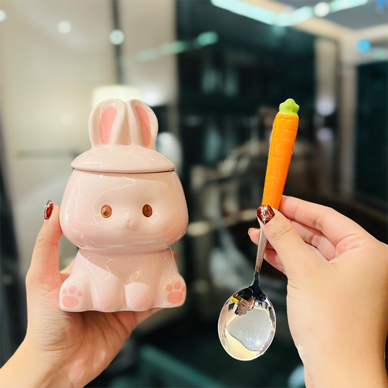 Colorful Rainbow Unicorn Ceramic Mug with Lid and Spoon, Cute Girly Water Cup for Office or Home Coffee Colorful Rainbow Unicorn Ceramic Mug with Lid and Spoon, Cute Girly Water Cup for Office or Home Coffee