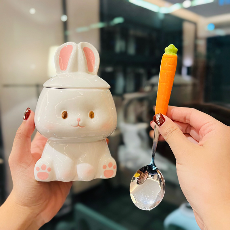 Colorful Rainbow Unicorn Ceramic Mug with Lid and Spoon, Cute Girly Water Cup for Office or Home Coffee Colorful Rainbow Unicorn Ceramic Mug with Lid and Spoon, Cute Girly Water Cup for Office or Home Coffee